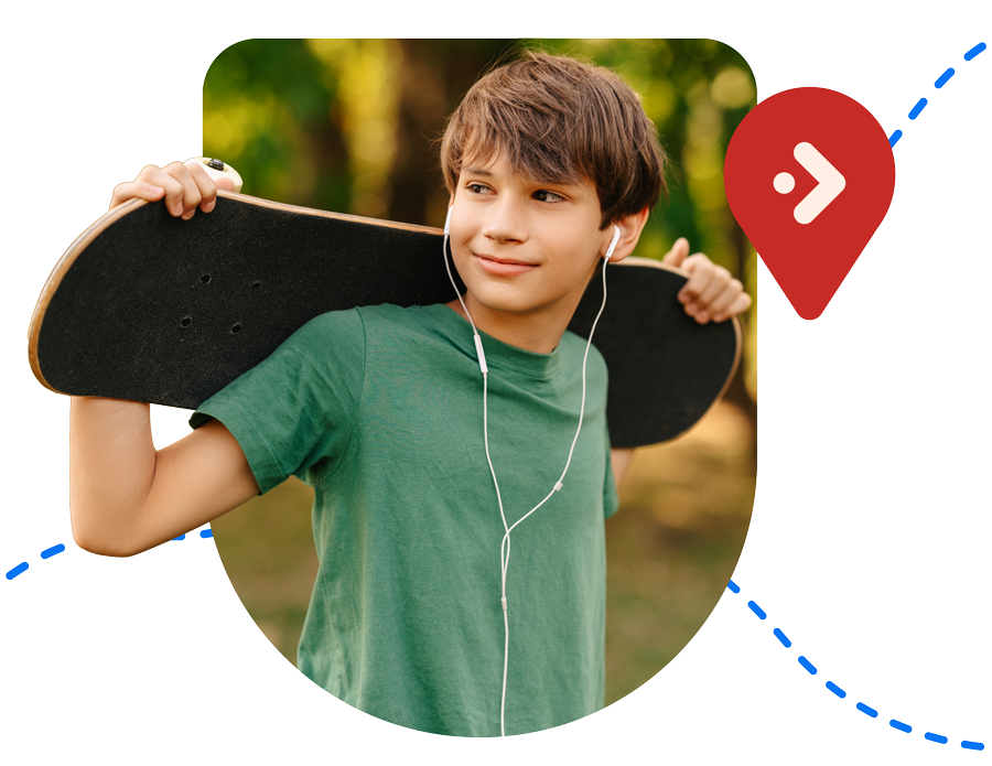 young boy entering a home